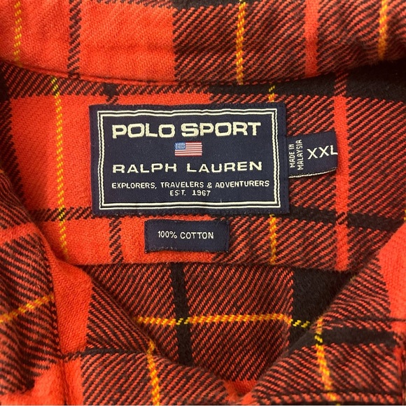 POLO Sport Ralph Lauren Red Plaid Men’s Button Down Lng Sleeve Shirt XXL Holiday - Picture 3 of 8